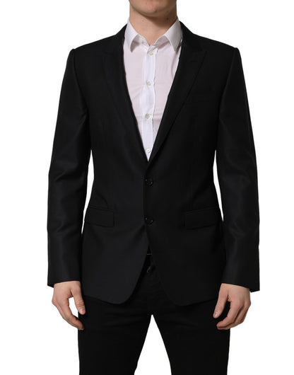 Dolce & Gabbana Men's Single Breasted Virgin Wool Silk Viscose & Cupro Blazer - Black