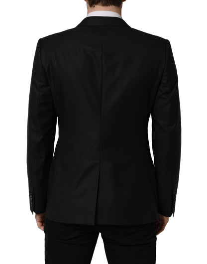 Dolce & Gabbana Men's Single Breasted Virgin Wool Silk Viscose & Cupro Blazer - Black