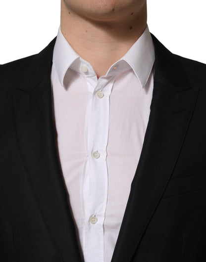 Dolce & Gabbana Men's Single Breasted Virgin Wool Silk Viscose & Cupro Blazer - Black