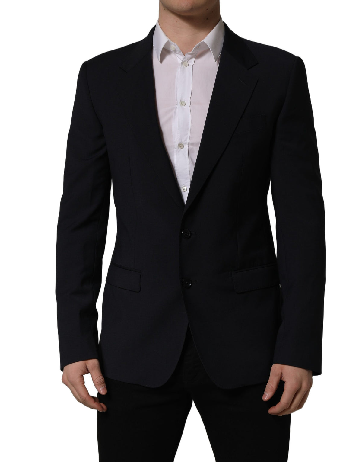 Dolce & Gabbana Men's Single Breasted Polyester & Wool Blazer - Black