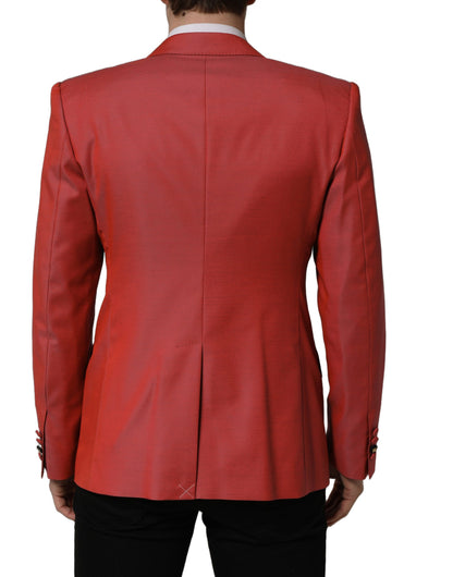 Dolce & Gabbana Men's Single Breasted Polyester Virgin Wool & Viscose Blazer - Red