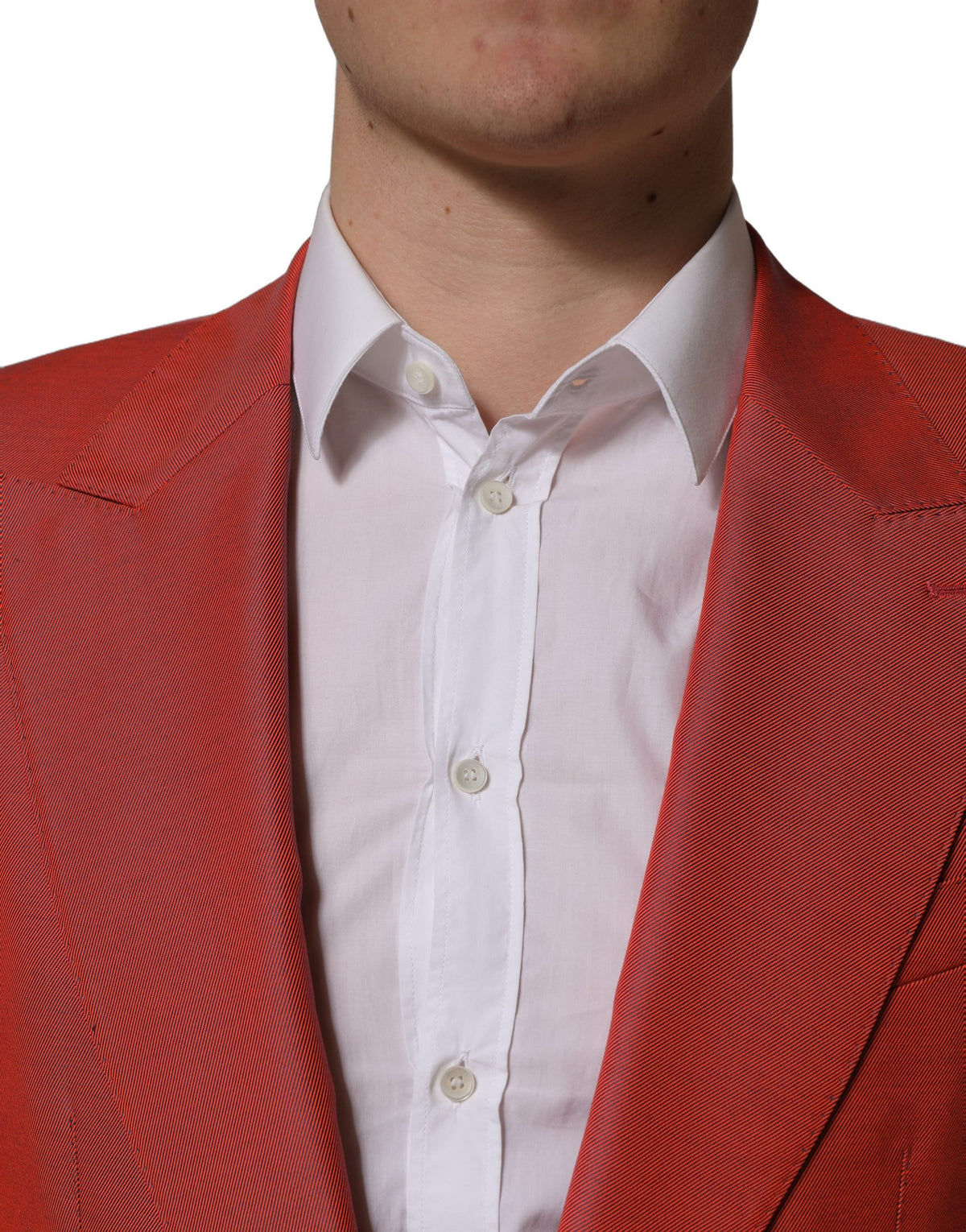 Dolce & Gabbana Men's Single Breasted Polyester Virgin Wool & Viscose Blazer - Red