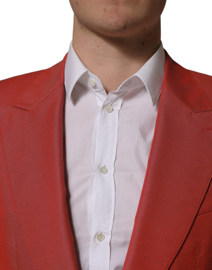 Dolce & Gabbana Men's Single Breasted Polyester Virgin Wool & Viscose Blazer - Red