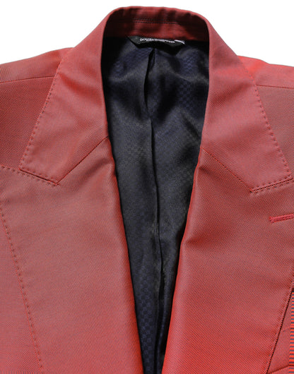 Dolce & Gabbana Men's Single Breasted Polyester Virgin Wool & Viscose Blazer - Red