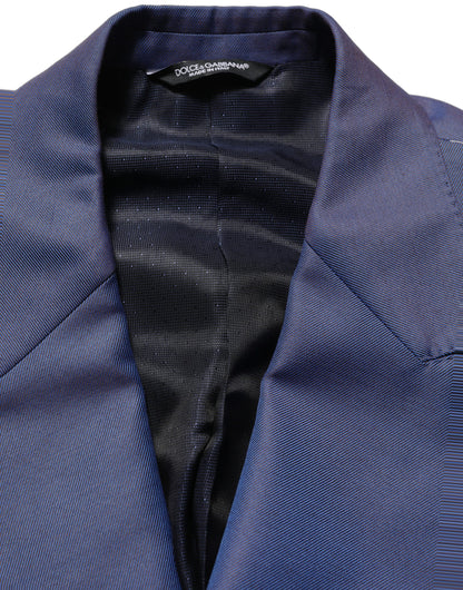 Dolce & Gabbana Men's Double Breasted Virgin Wool Viscose & Polyester Blazer - Blue