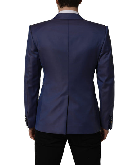 Dolce & Gabbana Men's Double Breasted Virgin Wool Viscose & Polyester Blazer - Blue