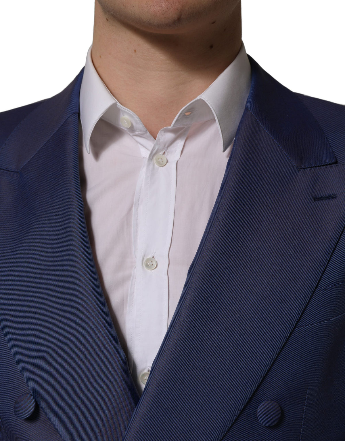 Dolce & Gabbana Men's Double Breasted Virgin Wool Viscose & Polyester Blazer - Blue