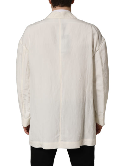 Dolce & Gabbana Men's Single Breasted Flax & Silk Blazer - White