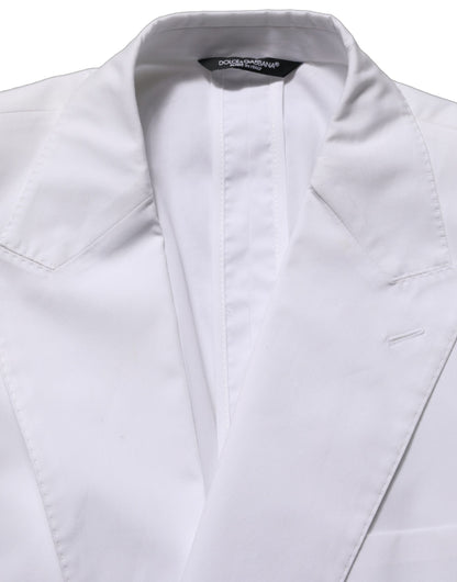 Dolce & Gabbana Men's Double Breasted Silk & Cotton Blazer - White
