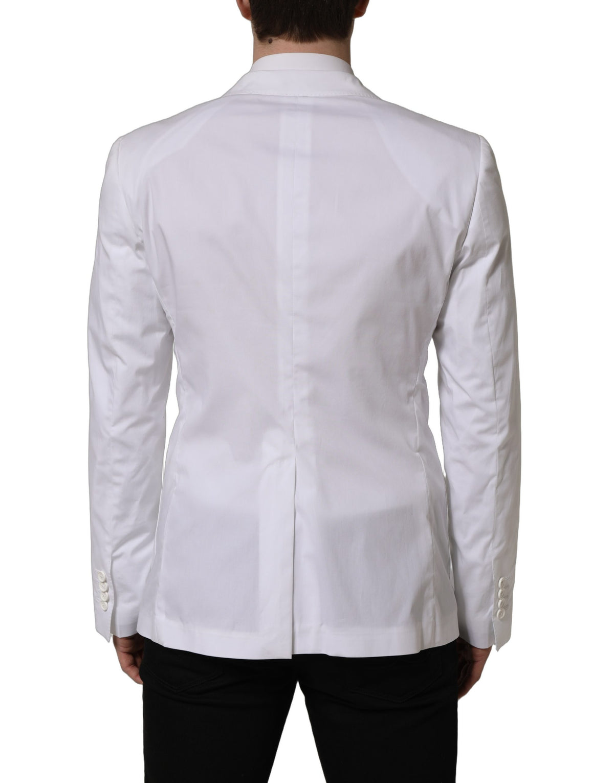 Dolce & Gabbana Men's Double Breasted Silk & Cotton Blazer - White