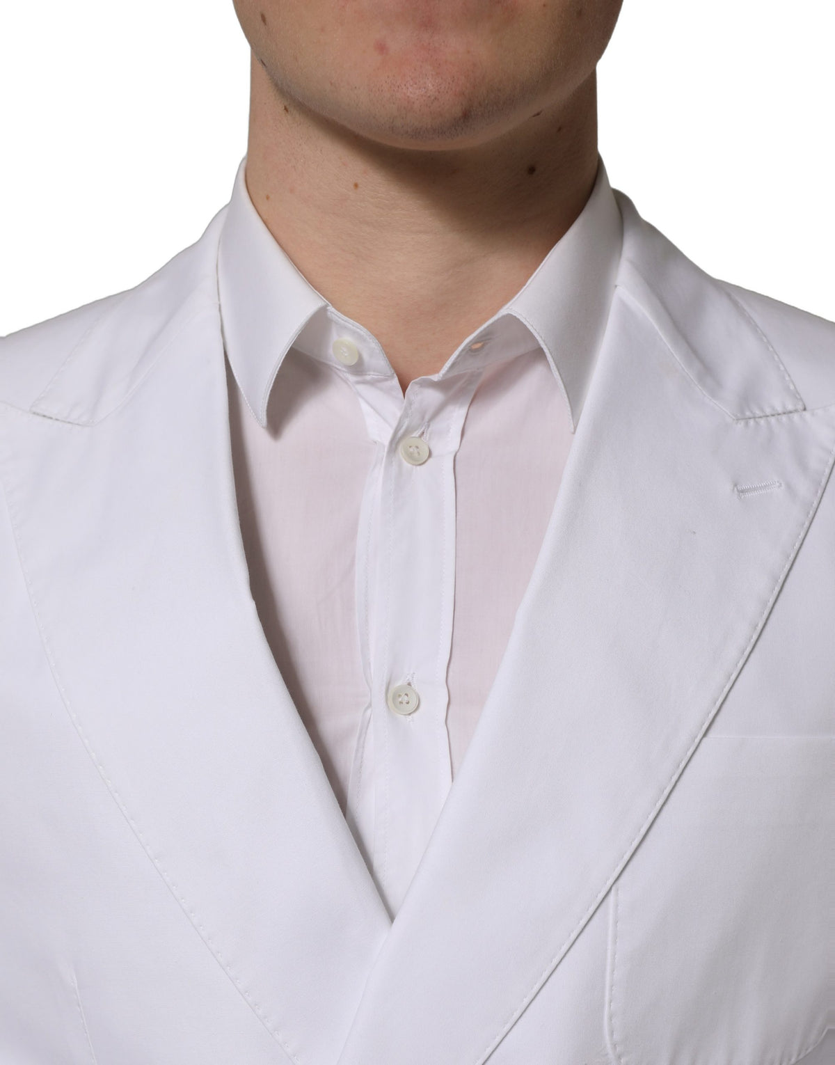 Dolce & Gabbana Men's Double Breasted Silk & Cotton Blazer - White