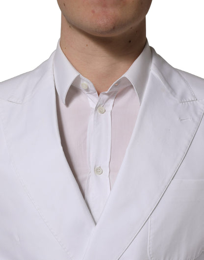 Dolce & Gabbana Men's Double Breasted Silk & Cotton Blazer - White