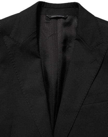 Dolce & Gabbana Men's Single Breasted Virgin Wool Polyester & Viscose Blazer - Black