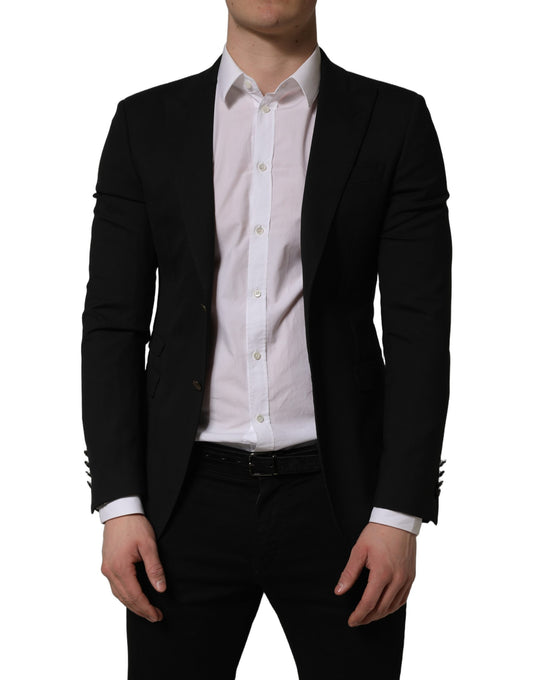 Dolce & Gabbana Men's Single Breasted Virgin Wool Polyester & Viscose Blazer - Black