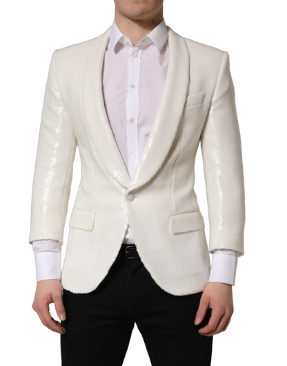Dolce & Gabbana Men's Single Breasted Polyester Viscose & Nylon Blazer - White