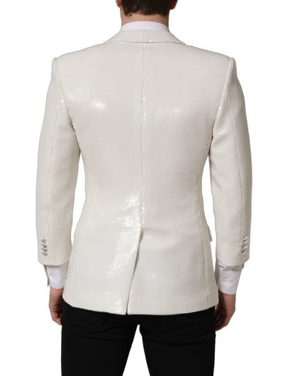 Dolce & Gabbana Men's Single Breasted Polyester Viscose & Nylon Blazer - White