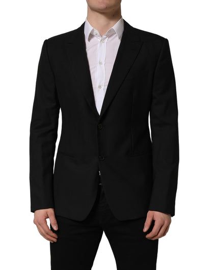 Dolce & Gabbana Men's Single Breasted Virgin Wool Viscose & Cupro Blazer - Black