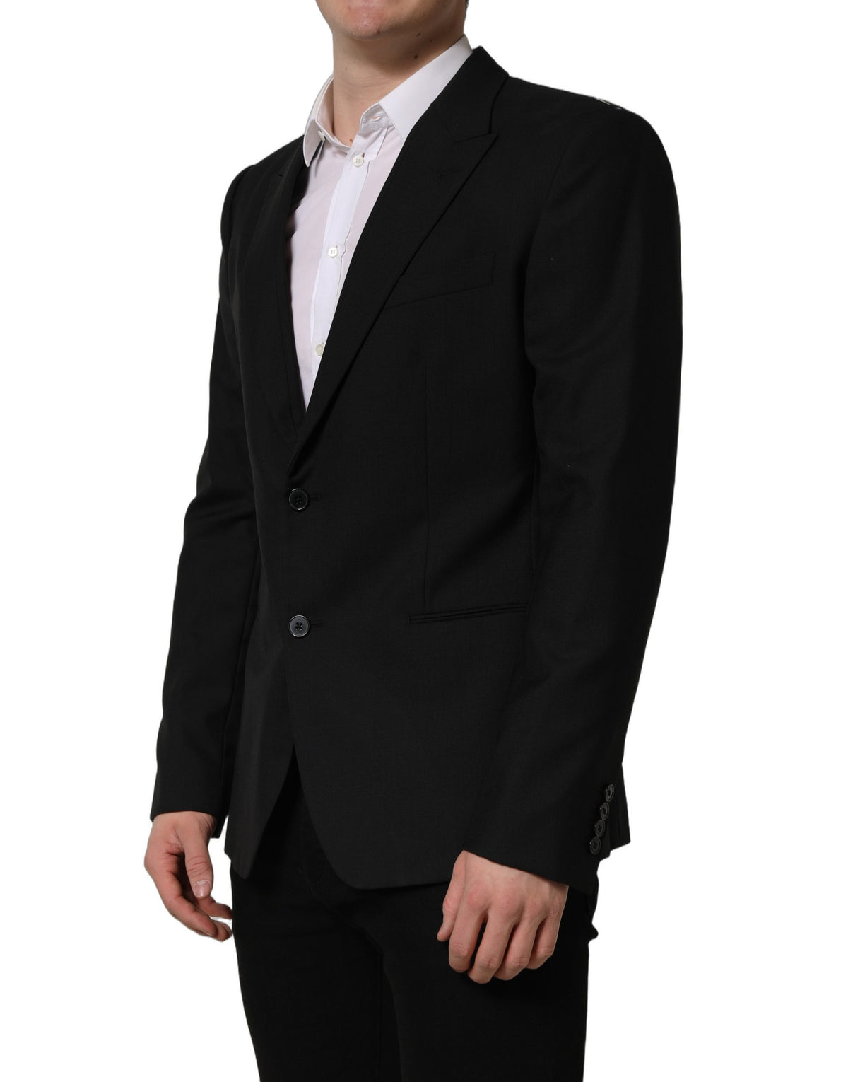 Dolce & Gabbana Men's Single Breasted Virgin Wool Viscose & Cupro Blazer - Black