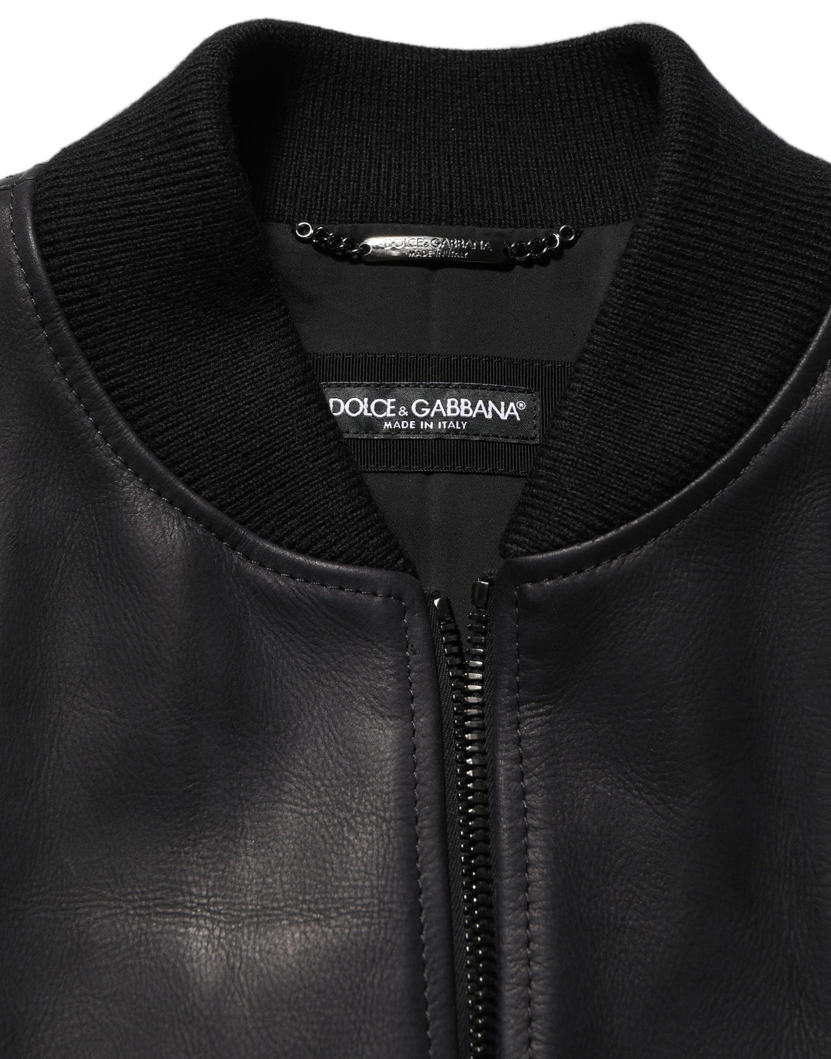 Dolce & Gabbana Men's Biker Viscose & Calf Leather Jacket - Black