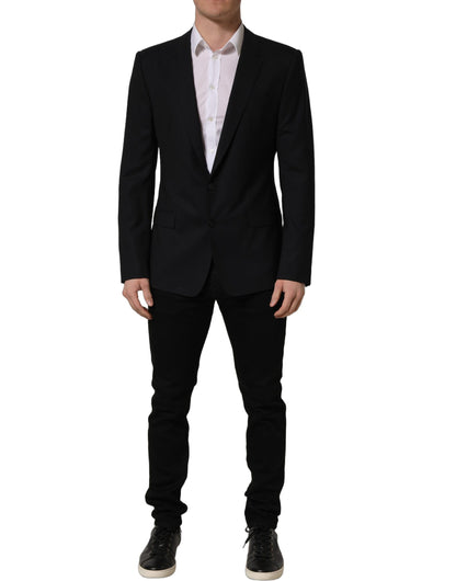 Dolce & Gabbana Men's Single Breasted Virgin Wool Viscose & Cupro Blazer - Black