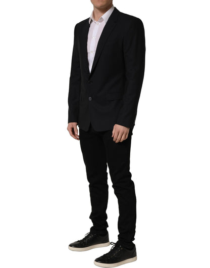 Dolce & Gabbana Men's Single Breasted Virgin Wool Viscose & Cupro Blazer - Black