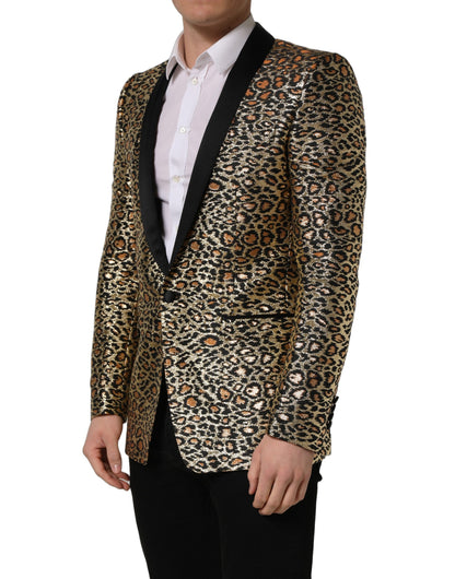 Dolce & Gabbana Men's Single Breasted Metallized Fiber Polyester Silk & Acetate Blazer - Gold