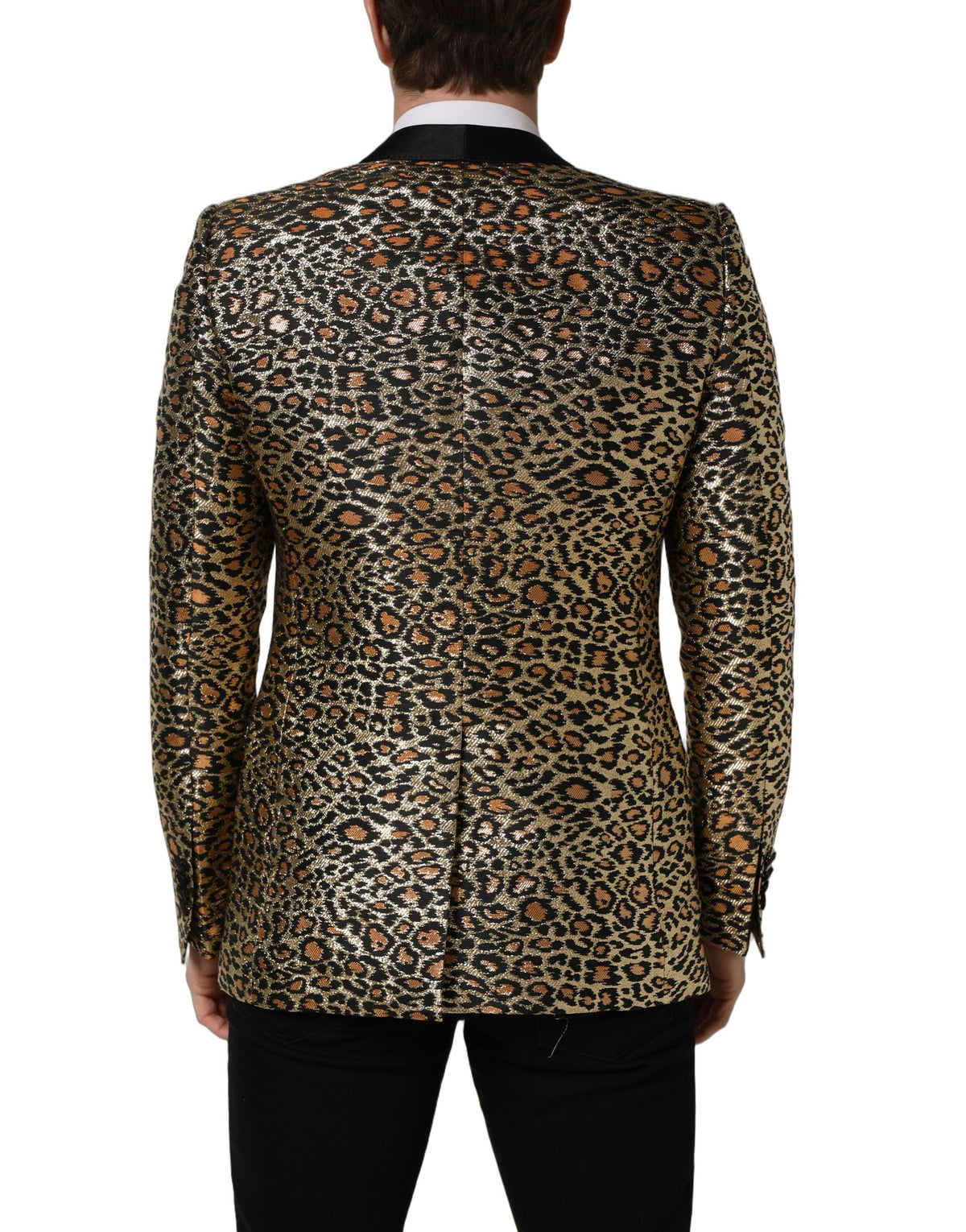 Dolce & Gabbana Men's Single Breasted Metallized Fiber Polyester Silk & Acetate Blazer - Gold
