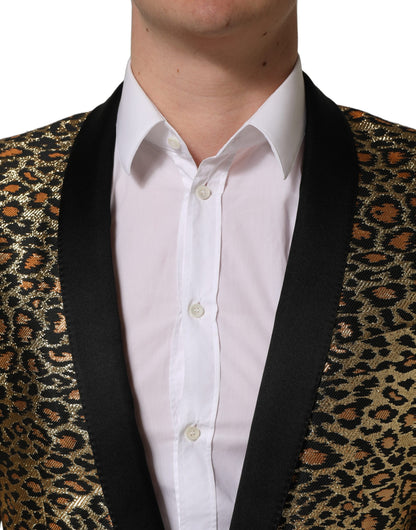 Dolce & Gabbana Men's Single Breasted Metallized Fiber Polyester Silk & Acetate Blazer - Gold
