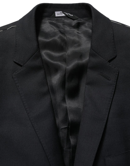 Dolce & Gabbana Men's Single Breasted Viscose & Virgin Wool Blazer - Black