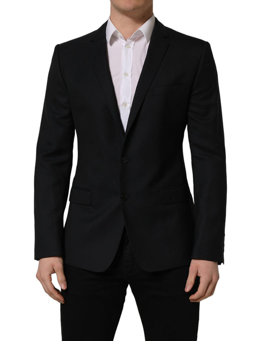 Dolce & Gabbana Men's Single Breasted Viscose & Virgin Wool Blazer - Black