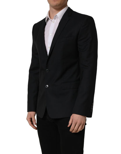 Dolce & Gabbana Men's Single Breasted Viscose & Virgin Wool Blazer - Black