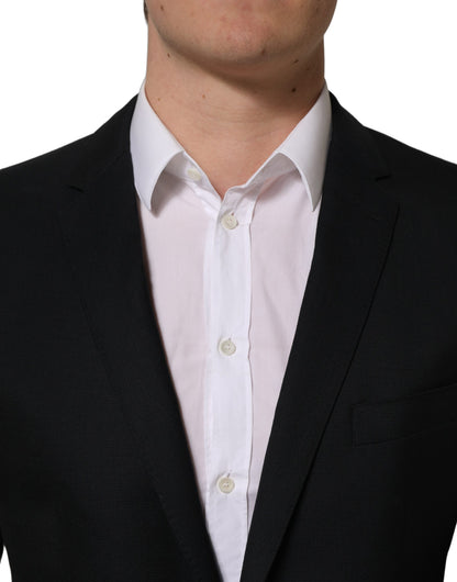 Dolce & Gabbana Men's Single Breasted Viscose & Virgin Wool Blazer - Black