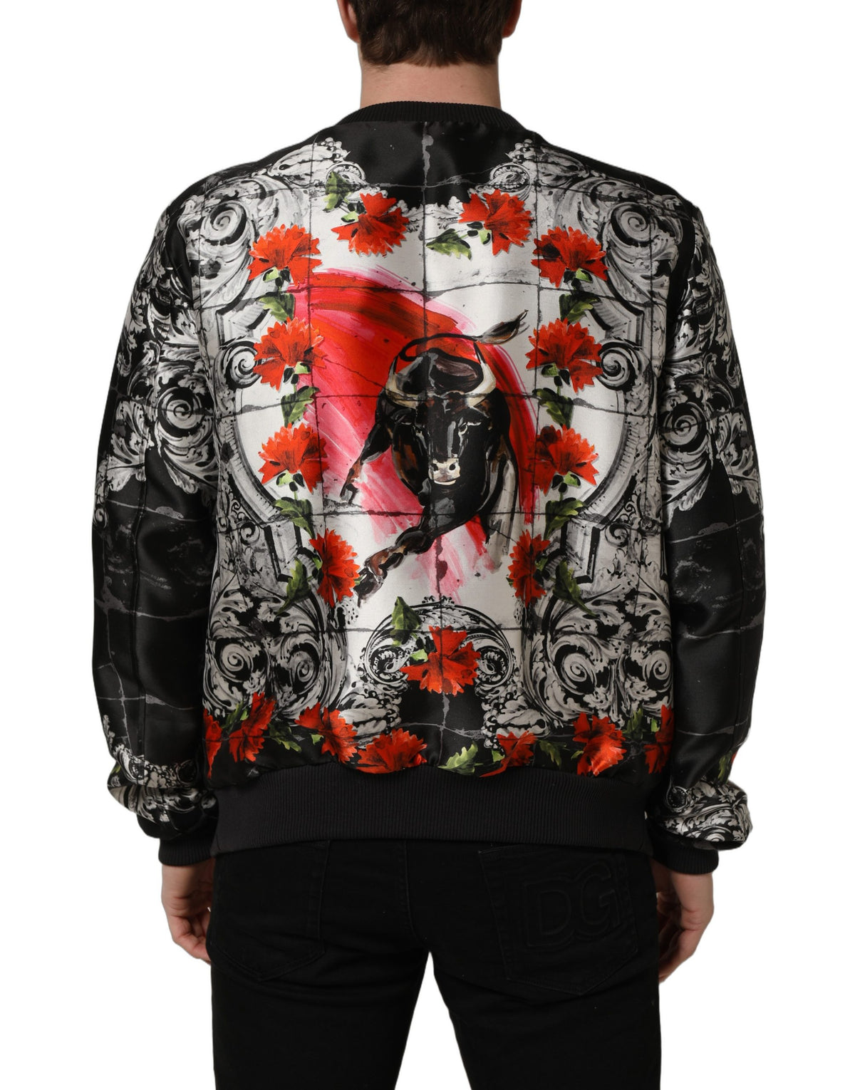 Dolce & Gabbana Men's Silk Bomber Jacket - Multicolor Print