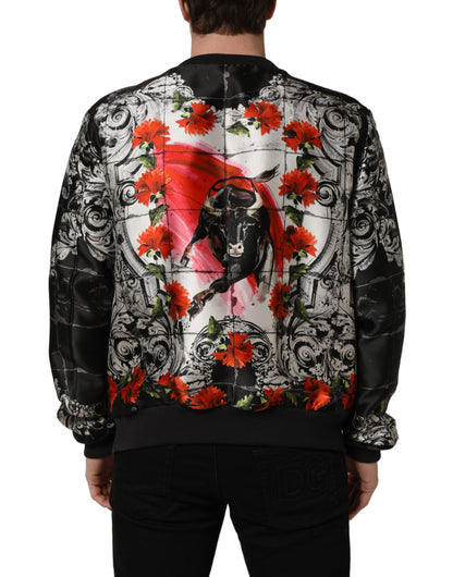 Dolce & Gabbana Men's Silk Bomber Jacket - Multicolor Print