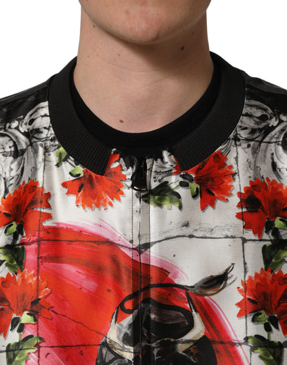Dolce & Gabbana Men's Silk Bomber Jacket - Multicolor Print