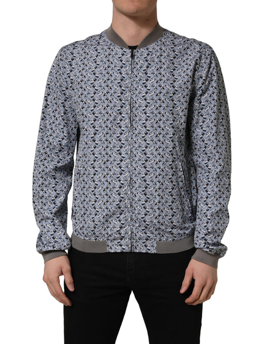 Dolce & Gabbana Men's Cotton Polyester Bomber Jacket - Light Blue Print