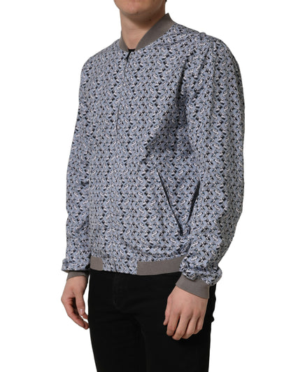 Dolce & Gabbana Men's Cotton Polyester Bomber Jacket - Light Blue Print