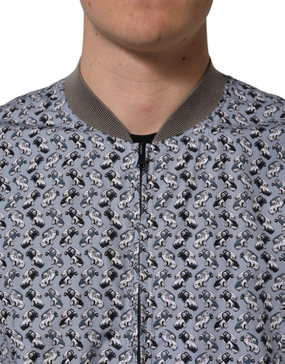 Dolce & Gabbana Men's Cotton Polyester Bomber Jacket - Light Blue Print
