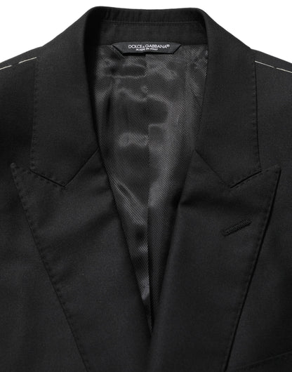 Dolce & Gabbana Men's Single Breasted Virgin Wool Silk Viscose & Cupro Blazer - Black