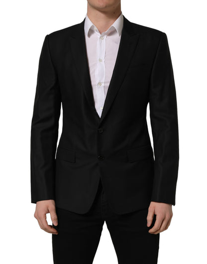 Dolce & Gabbana Men's Single Breasted Virgin Wool Silk Viscose & Cupro Blazer - Black