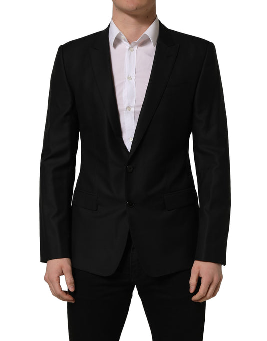 Dolce & Gabbana Men's Single Breasted Virgin Wool Silk Viscose & Cupro Blazer - Black