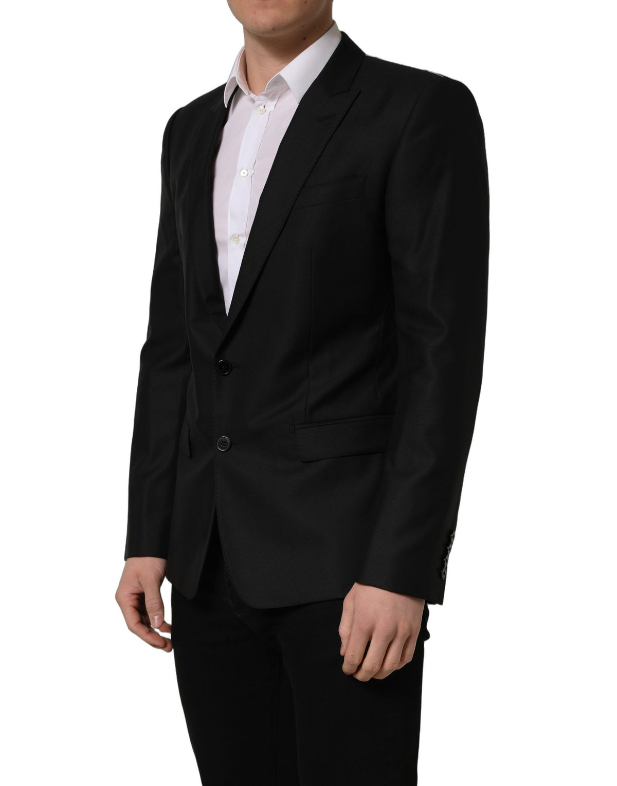 Dolce & Gabbana Men's Single Breasted Virgin Wool Silk Viscose & Cupro Blazer - Black