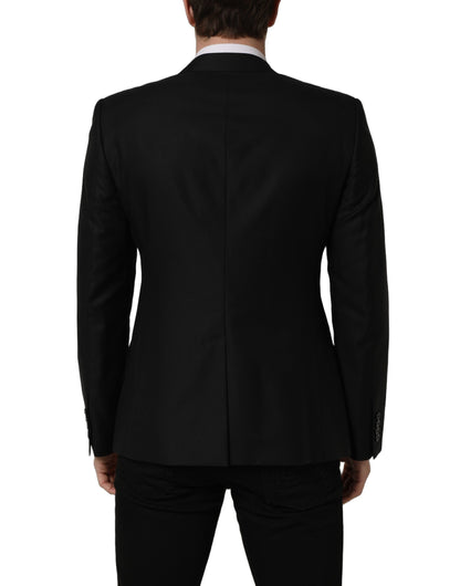 Dolce & Gabbana Men's Single Breasted Virgin Wool Silk Viscose & Cupro Blazer - Black