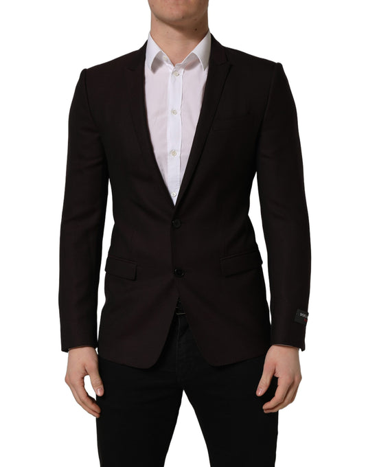 Dolce & Gabbana Men's Single Breasted Viscose & Virgin Wool Blazer - Black Brown Gold