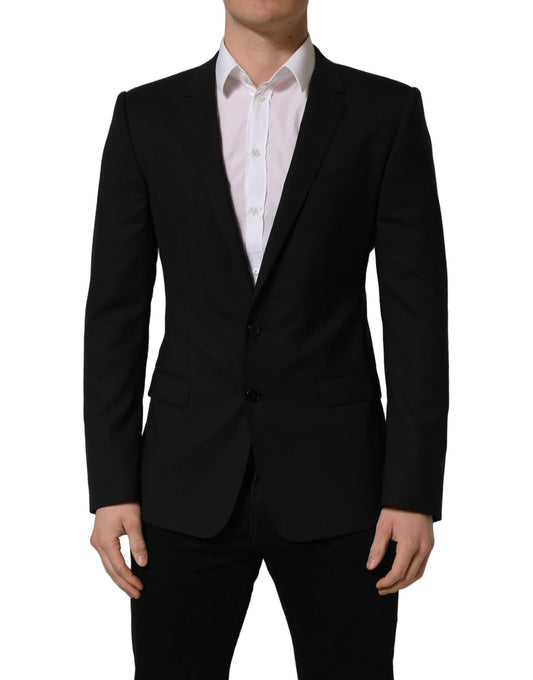 Dolce & Gabbana Men's Single Breasted Virgin Wool Viscose & Cupro Blazer - Black