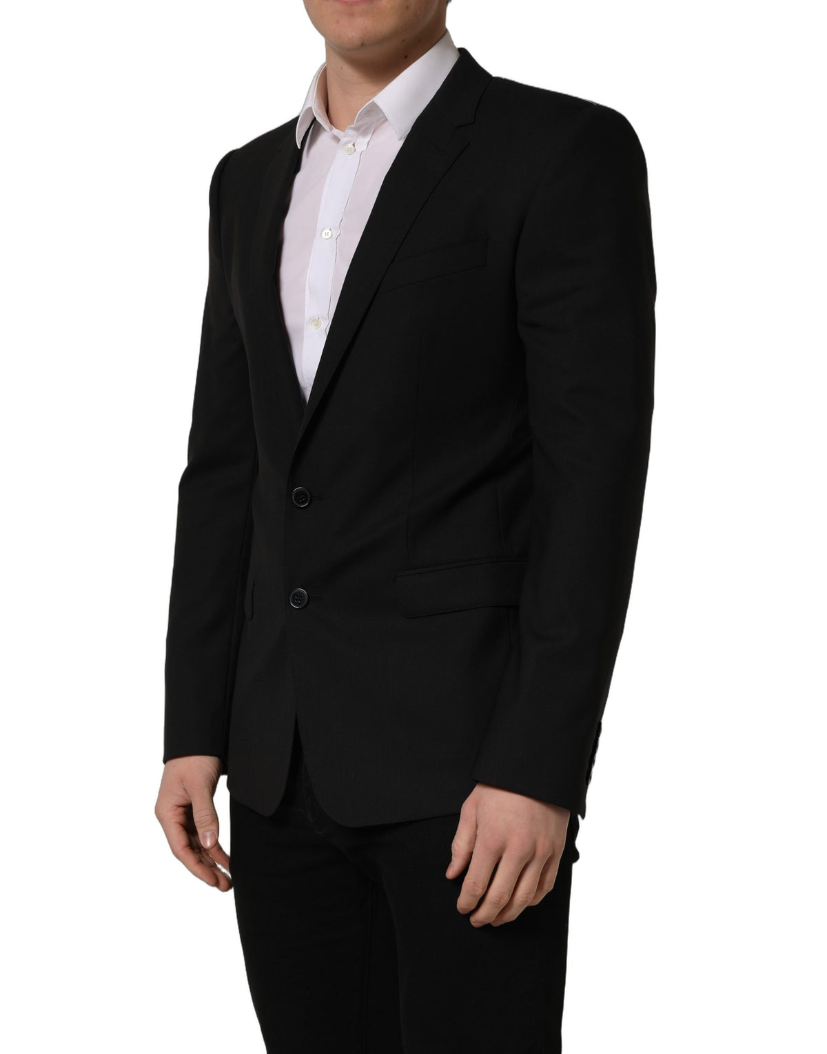 Dolce & Gabbana Men's Single Breasted Virgin Wool Viscose & Cupro Blazer - Black