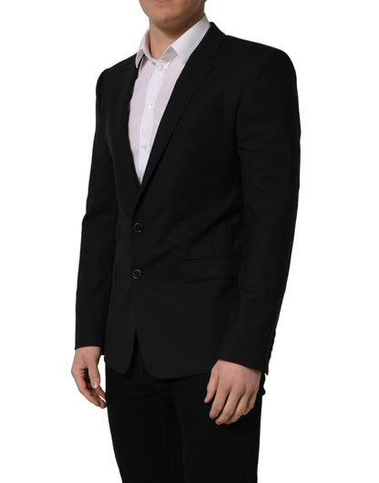 Dolce & Gabbana Men's Single Breasted Virgin Wool Viscose & Cupro Blazer - Black