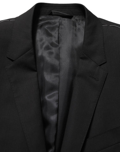 Dolce & Gabbana Men's Single Breasted Virgin Wool Viscose & Cupro Blazer - Black
