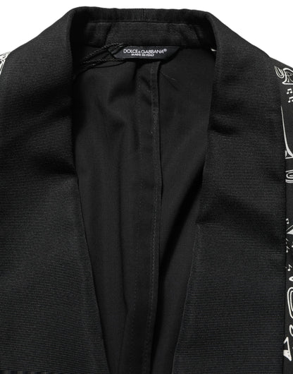 Dolce & Gabbana Men's Single Breasted Virgin Wool Viscose Polyester & Crystal Blazer - Black Red