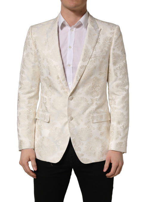 Dolce & Gabbana Men's Single Breasted Nylon Polyester & Acetate Blazer - Black White Floral